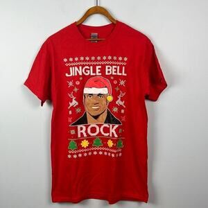 Jingle Bell Rock Dwayne the Rock Johnson ugly Christmas tee size medium